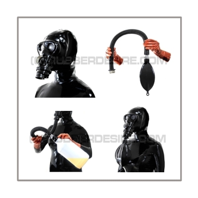 SIMIAN gasmask-system BUBBLE-LB-A with separate openface-hood, inhalerset, tube- and rebreathing-bag-set